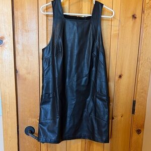 Anthropologie Maeve Sleeveless Faux Leather Shift Mini Dress / Black Size M🖤NWT